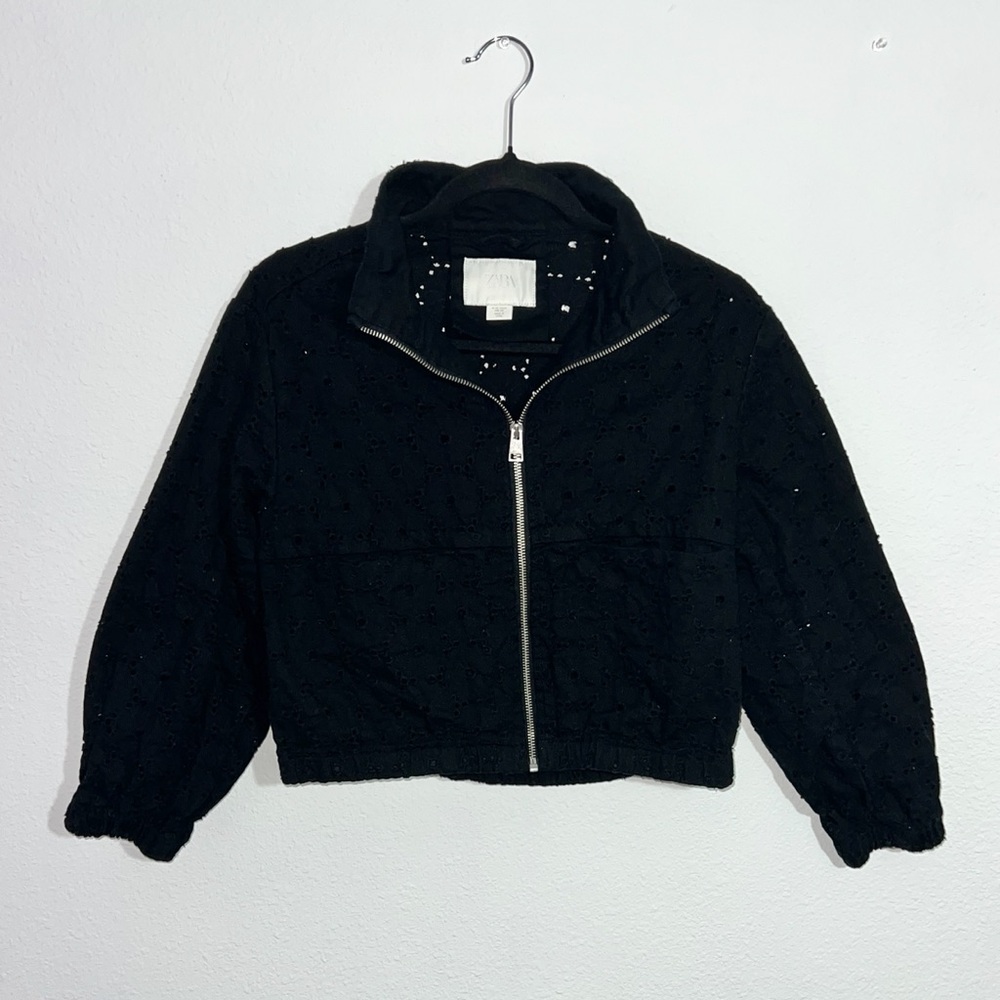 Zara Swifly Black Eyelet Girls Embroidered Jacket Sz 9-10 Yrs